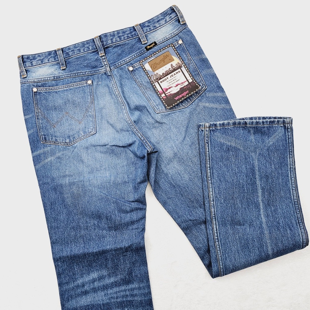 Wrangler Wrancher Boot‎ Jeans Mens 32x31 Blue Medium Wash High Rise Classic Fit